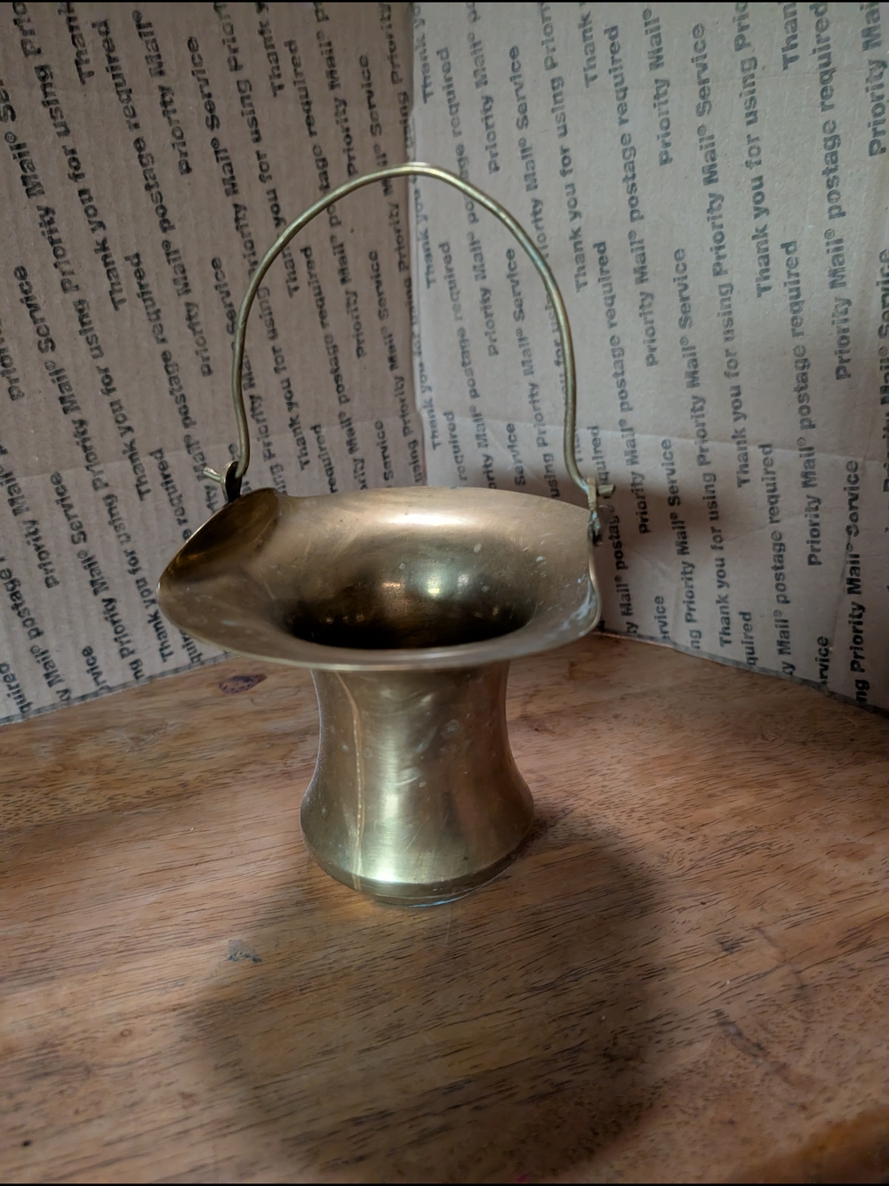 Brass Basket with Handle - Gold Tone